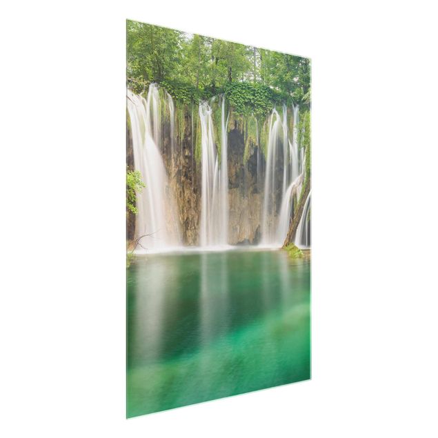Quadro in vetro - Waterfall Plitvice Lakes - Verticale 3:4