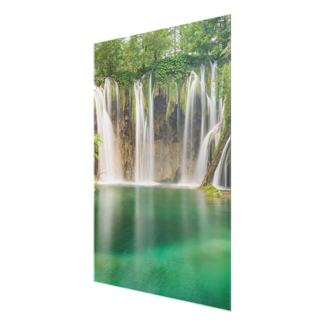 Quadro in vetro - Waterfall Plitvice Lakes - Verticale 3:4