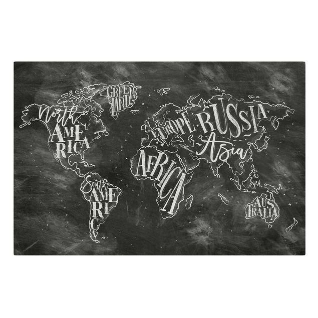 Stampa su tela - Chalk world map - Orizzontale 3:2