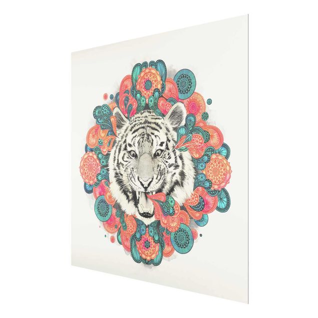 Quadro in vetro - Illustrazione Tiger disegno Mandala Paisley - Quadrato 1:1
