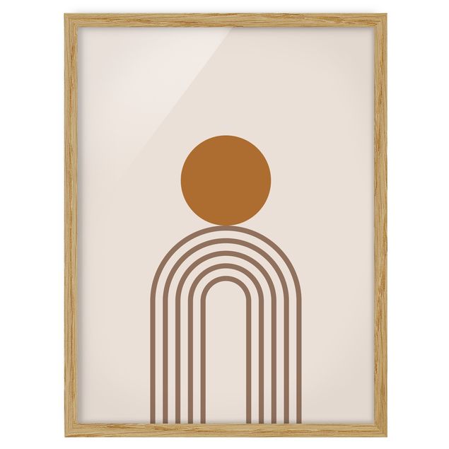 Poster con cornice - Line Art Circle e linee in rame - Verticale 4:3