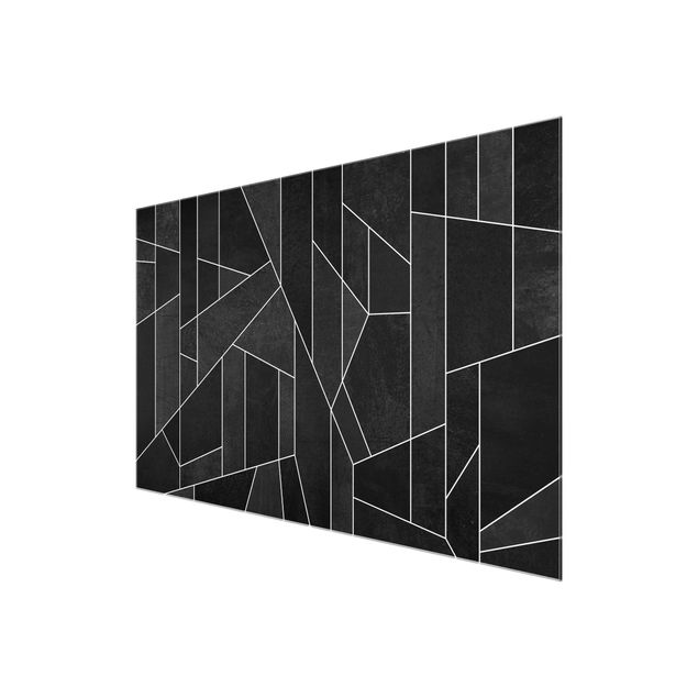 Quadro in vetro - Bianco e nero geometrico Acquarello - Orizzontale 2:3