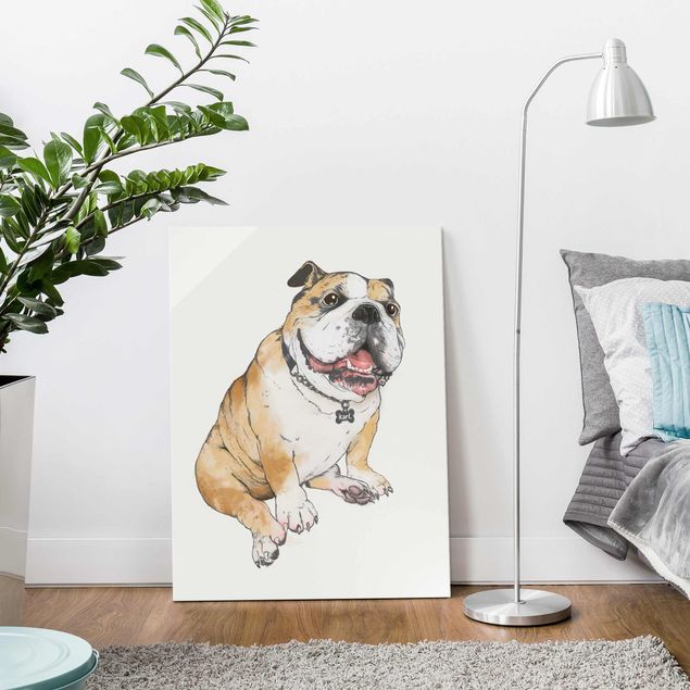 Lavagna magnetica in vetro Illustrazione - Cane Bulldog Pittura