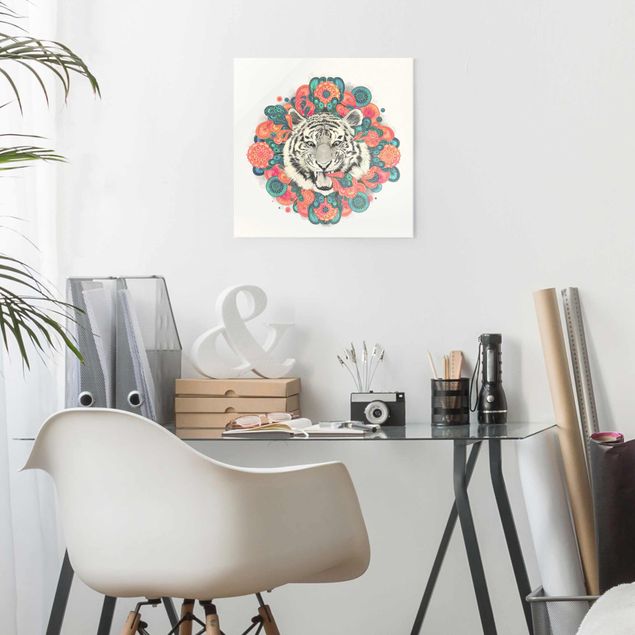 Lavagna magnetica vetro Illustrazione - Tigre Disegno Mandala Paisley