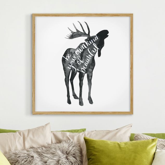 Poster con cornice - Animals With Wisdom - Elk - Quadrato 1:1