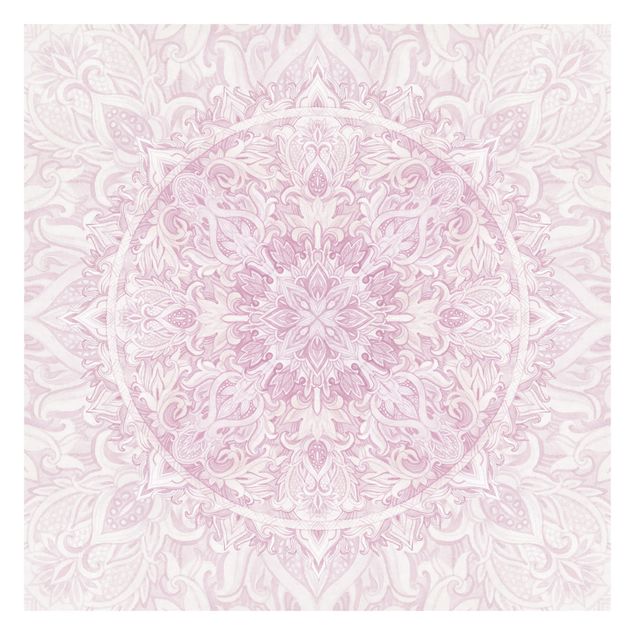 Carta da parati - Mandala Acquerello Ornamento Rosa- Formato quadrato