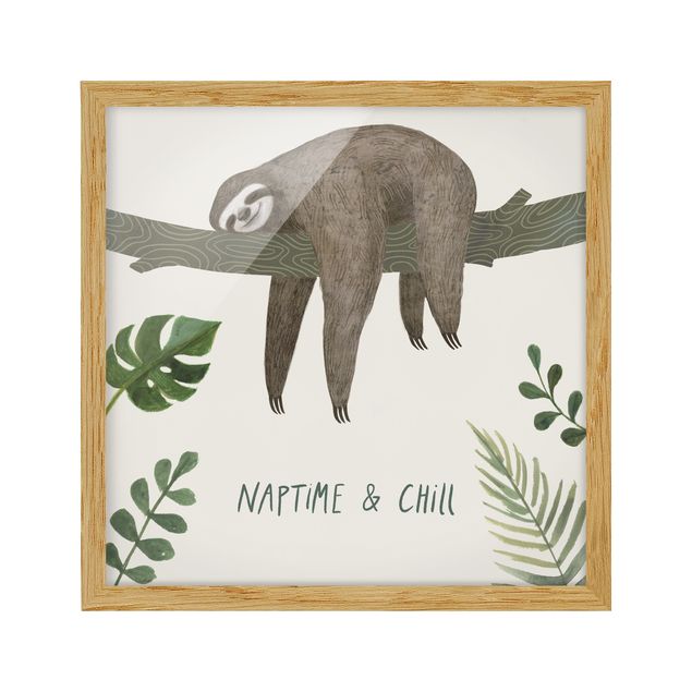 Poster con cornice - Sloth Sayings - Chill - Quadrato 1:1
