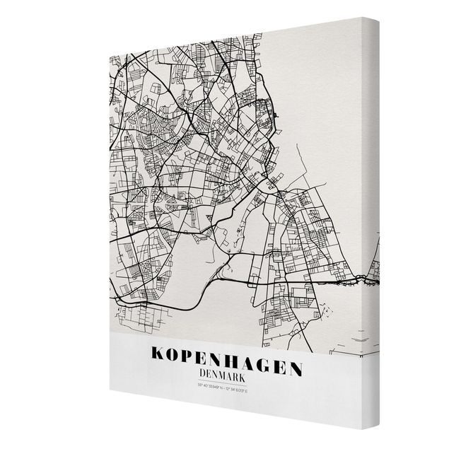 Stampa su tela - Copenhagen City Map - Classic - Verticale 3:4