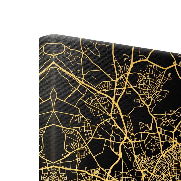 Quadro su tela oro - Pianta della città Amburgo - Classico nero
