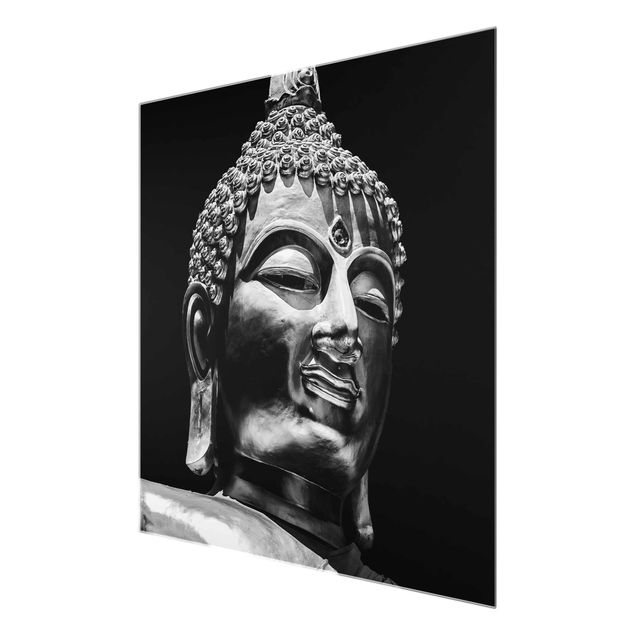 Quadro in vetro - Buddha Statue Viso - Quadrato 1:1