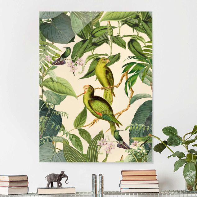 stampe animali Collage vintage - Pappagalli nella giungla