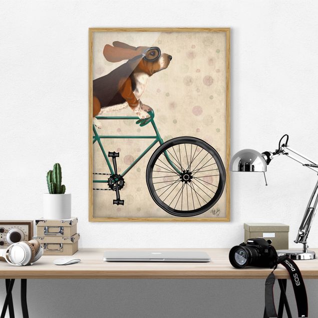 Poster con cornice - Ciclismo - Basset In Bicicletta - Verticale 4:3