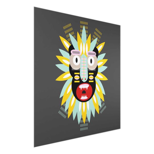 Quadro in vetro - Collage Mask Ethnic - King Kong - Quadrato 1:1