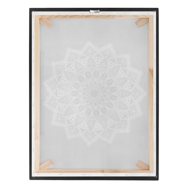 Stampa su tela - Mandala Illustrazione Ornament Bianco Nero - Verticale 4:3