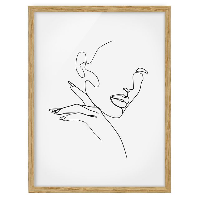 Poster con cornice - Line Art Woman Portrait Bianco e nero - Verticale 4:3