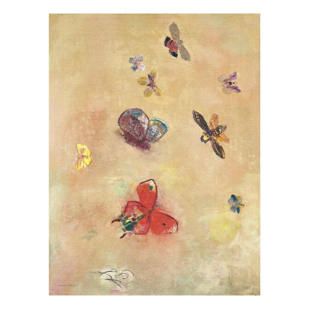 Quadro in vetro - Odilon Redon - farfalle colorate - Verticale 4:3