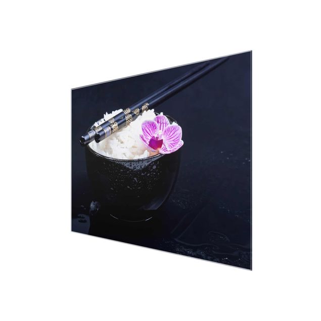 Quadro in vetro - Rice Bowl Con L'orchidea - Orizzontale 3:4