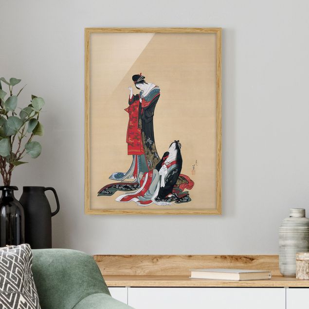 Poster con cornice - Katsushika Hokusai - Two Courtesans - Verticale 4:3