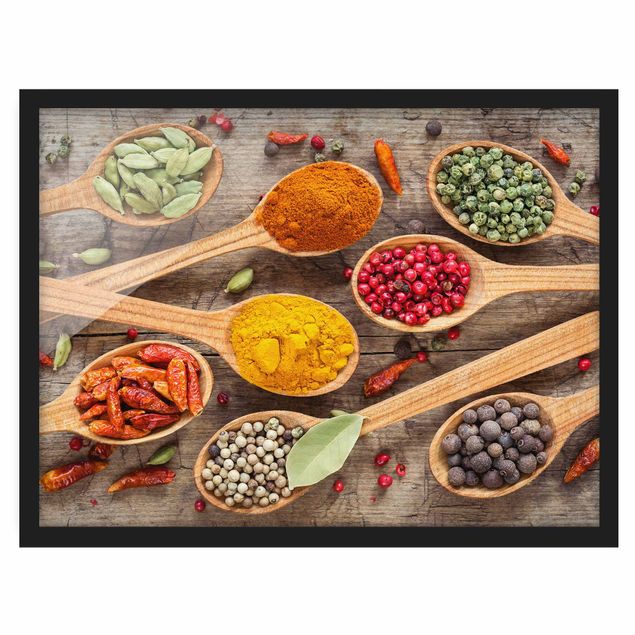 Poster con cornice - Spices On Wooden Spoon - Orizzontale 3:4