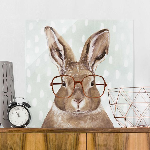 Lavagna magnetica vetro Animali con occhiali - Coniglio