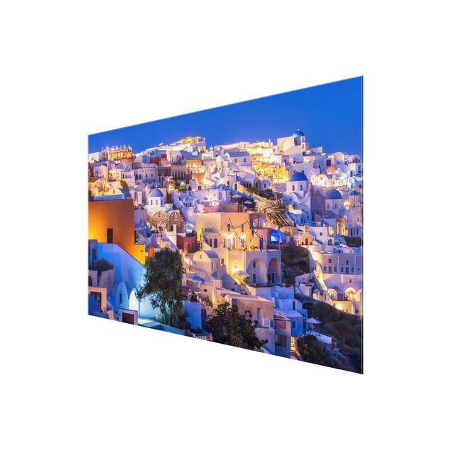 Quadro in vetro - Santorini di notte