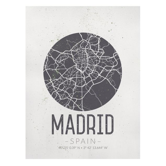 Quadri su tela Mappa di Madrid - Retrò