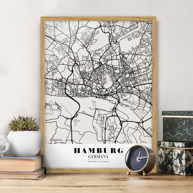 Poster con cornice - Hamburg City Map - Classic - Verticale 4:3