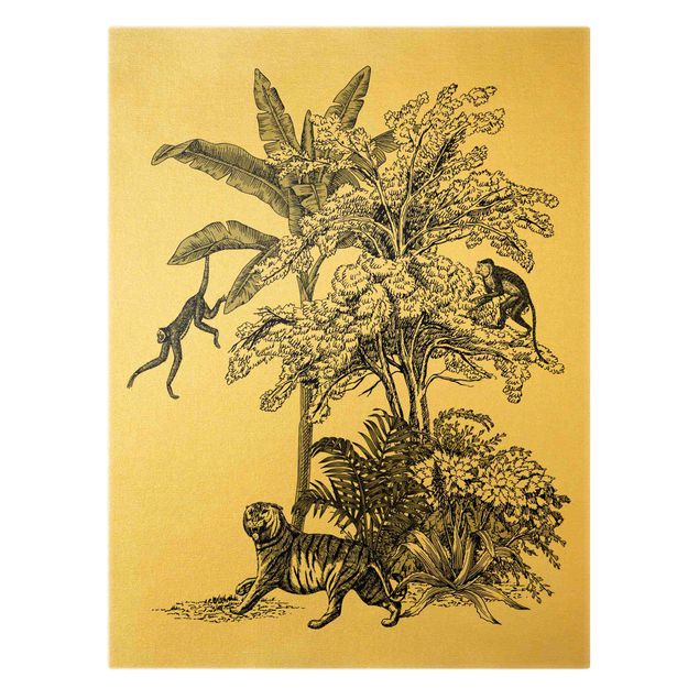 Riproduzioni su tela quadri famosi Illustrazione vintage - Scimmie arrampicatrici
