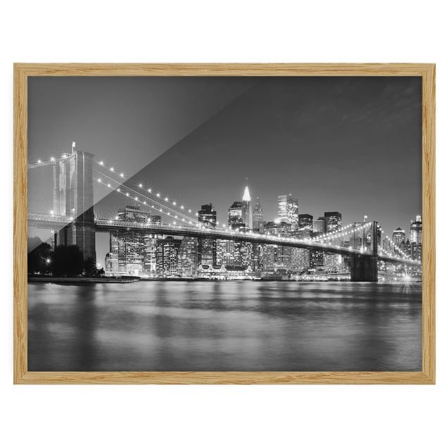 Poster con cornice - Nighttime Manhattan Bridge II - Orizzontale 3:4