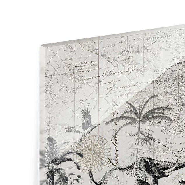 Quadro in vetro - Vintage Collage - Exotic Mappa - Orizzontale 2:3