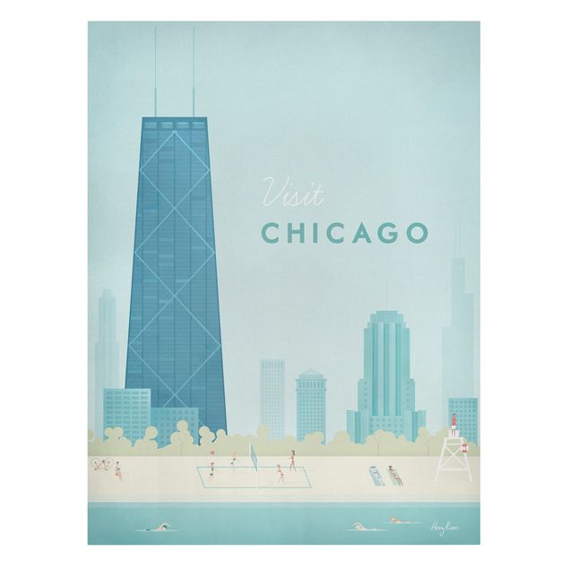 Stampa su tela - Poster viaggio - Chicago - Verticale 4:3