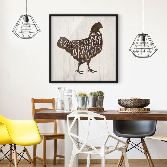 Poster con cornice - Farm BBQ - Chicken - Quadrato 1:1
