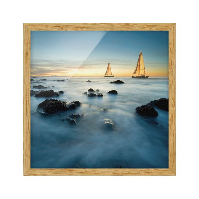 Poster con cornice - Sailboats In The Ocean - Quadrato 1:1