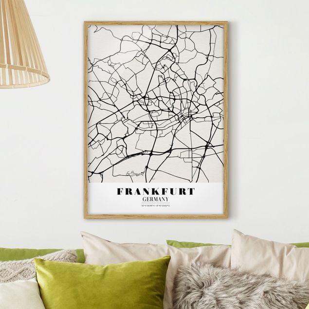 Poster con cornice - Frankfurt City City Map - Classic - Verticale 4:3