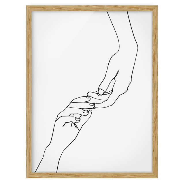 Poster con cornice - Linea Mani d'arte Toccando Bianco e nero - Verticale 4:3