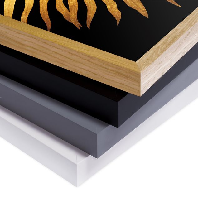 Poster con cornice - Gold - Palm Leaf II su nero