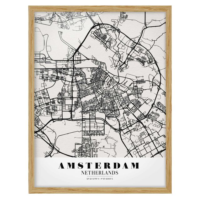 Poster con cornice - Amsterdam City Map - Classic - Verticale 4:3
