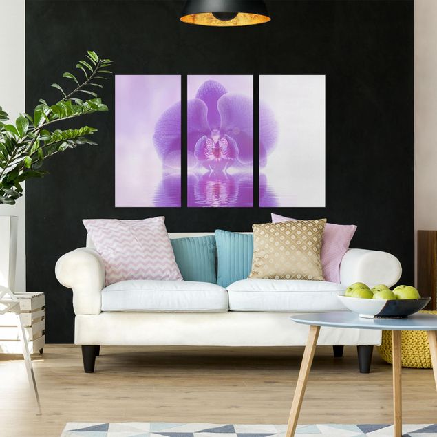Quadri moderni per soggiorno Orchidea viola sull'acqua