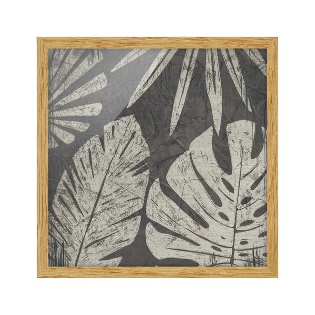 Poster con cornice - Palm Leaves In Front Of Dark Gray - Quadrato 1:1