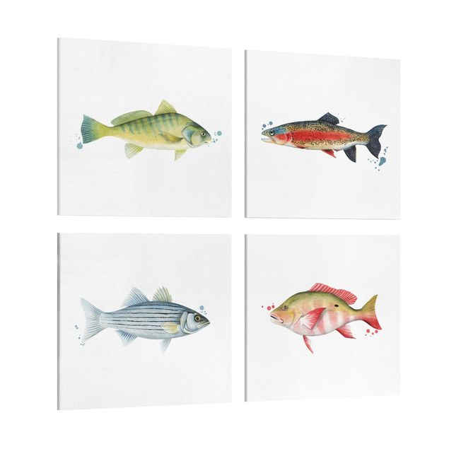 Stampa su tela Trappola d'inchiostro - Set di pesci I