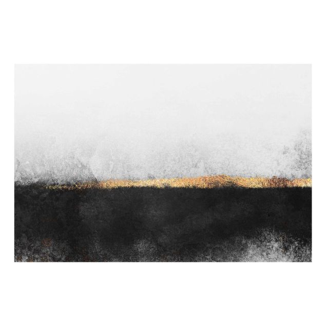 Quadro in vetro - Estratto Golden Horizon Bianco e nero - Orizzontale 2:3