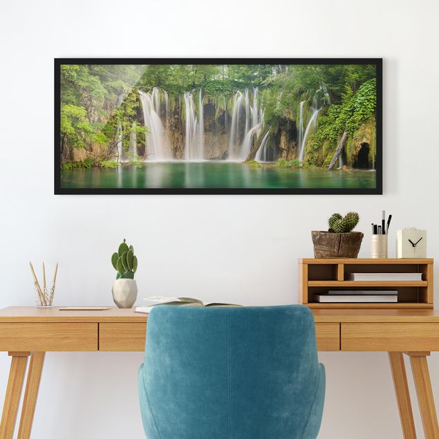 Poster con cornice - Cascata Laghi Di Plitvice - Panorama formato orizzontale