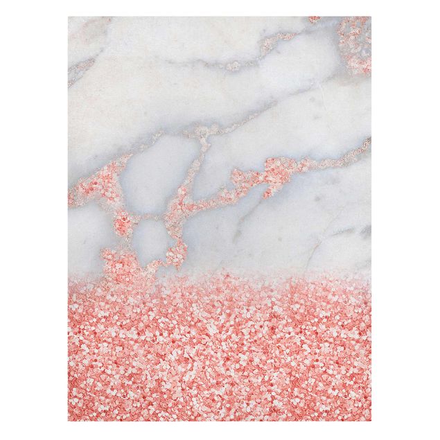 Quadri su tela Effetto marmo con coriandoli rosa chiaro