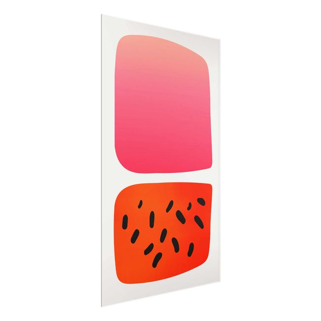 Quadro in vetro - Forme astratte - melone e rosa - Verticale 3:2