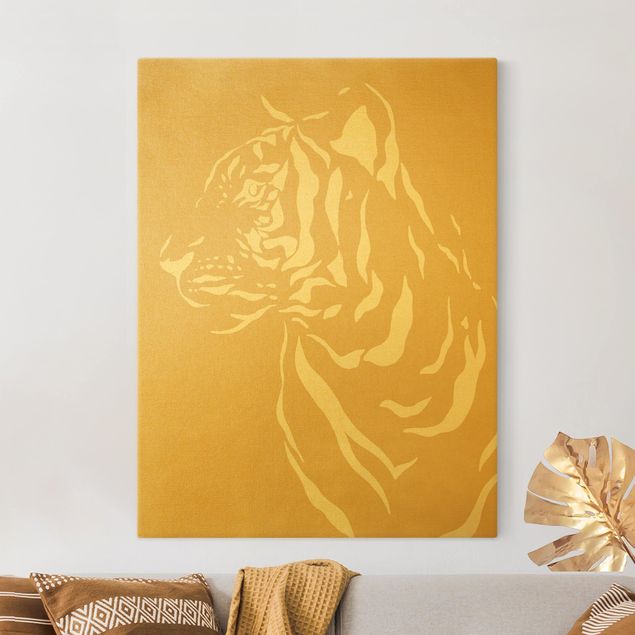 quadri con animali Animali del Safari - Ritratto di tigre beige