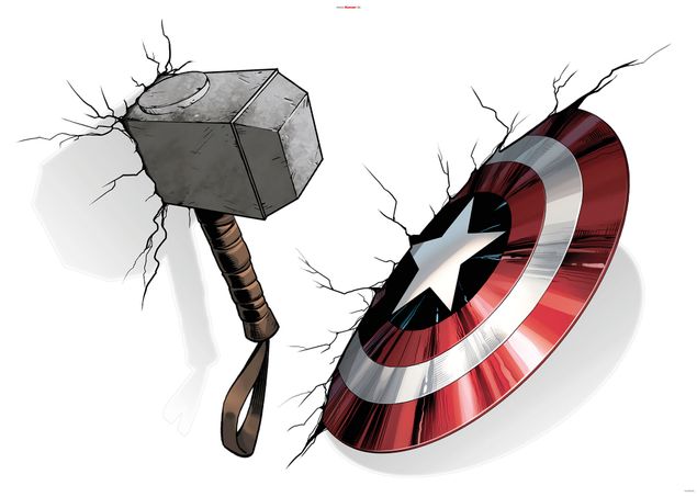 Adesivo murale per bambini  - Avengers Hammer & Shield