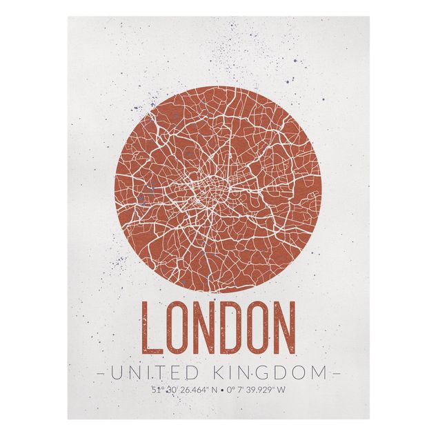 Stampe su tela Mappa della città di Londra - Retrò