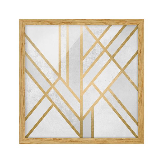 Poster con cornice - Art Deco Geometria oro bianco - Quadrato 1:1