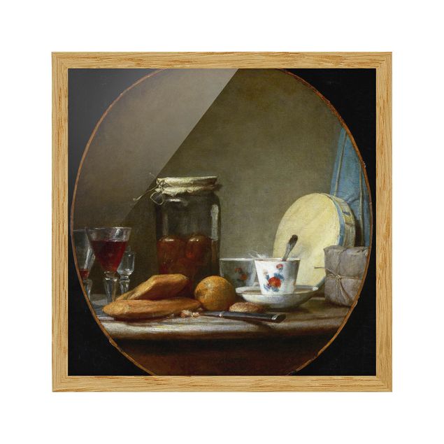 Poster con cornice - Jean-Baptiste Siméon Chardin - Glass With Apricots - Quadrato 1:1