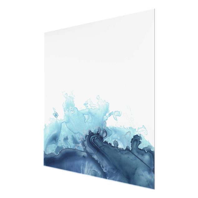 Quadro in vetro - Wave Watercolor Blue I - Quadrato 1:1